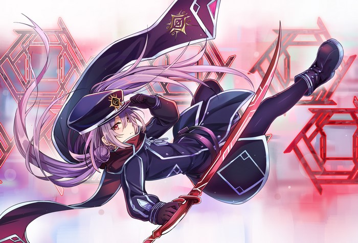 Anime girl with purple hair and sword from Yu-Gi-Oh