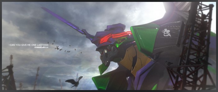 EVA Unit 13 from Neon Genesis Evangelion with text