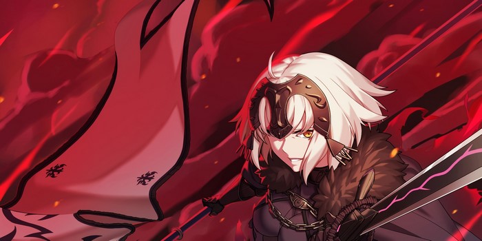 Jeanne (Alter) from Fate/Grand Order with a flag and sword