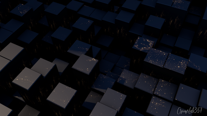 3D abstract cubes with city lights