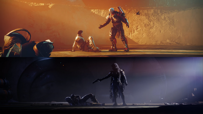 Two scenes from Destiny video game