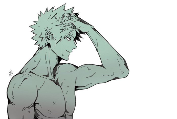 Katsuki Bakugou Muscular Anime Pose