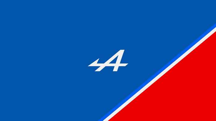 Alpine F1 logo on blue and red background