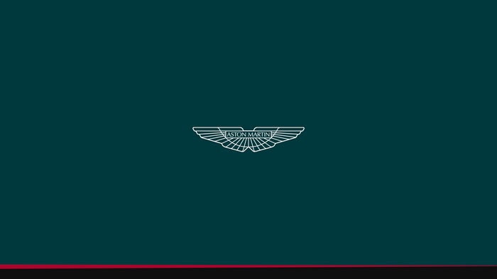Aston Martin logo on a teal background