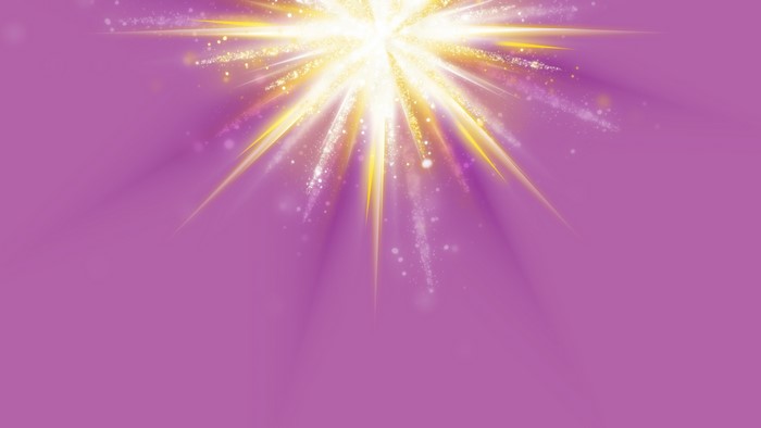Abstract explosion of light and particles on a purple background