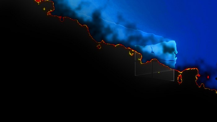 Windows 10 logo burning with blue flames