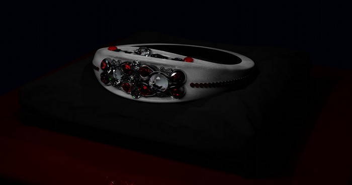 4K Blender CGI bracelet with red and clear gems