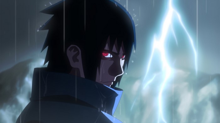 Sasuke Uchiha from Naruto in the Rain