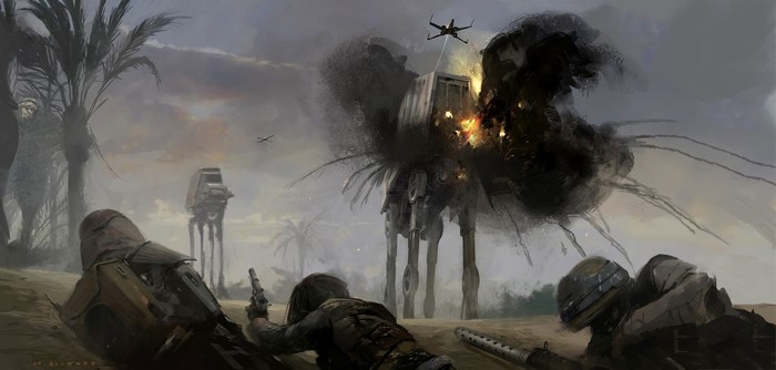 Star Wars AT-AT battle concept art by Matt Allsopp