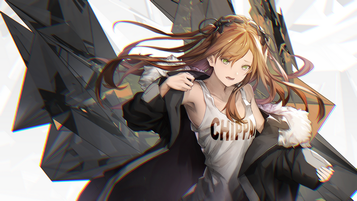 Anime girl with green eyes and blonde hair