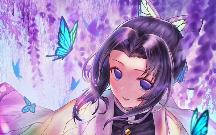 Kochou Shinobu from Kimetsu no Yaiba with Butterflies