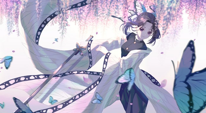 Kochou Shinobu from Kimetsu no Yaiba with Butterflies