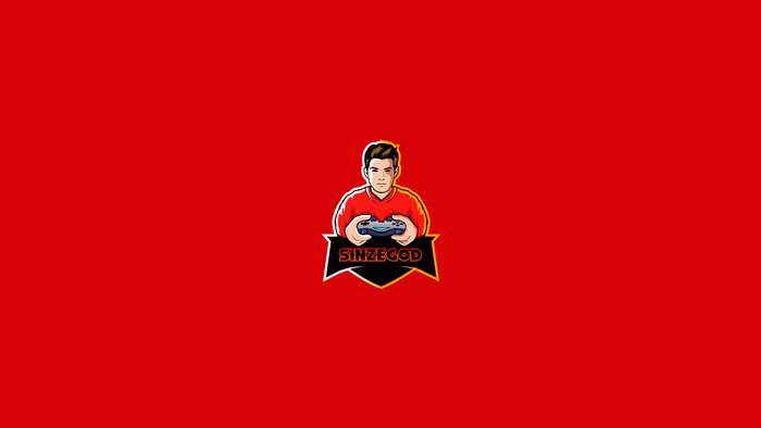 Gamer with controller and SINZEGOD logo