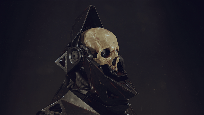 Robot with a human skull