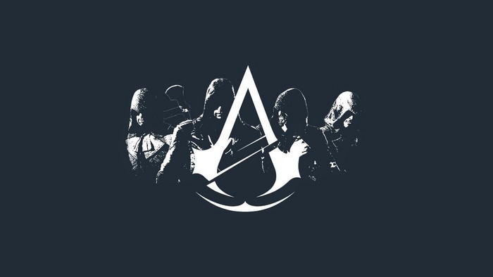 Assassin's Creed logo with hooded figures