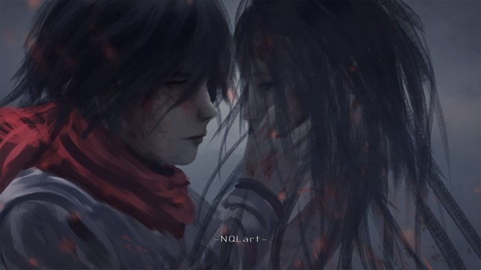 Mikasa Ackerman and Eren Jeager Intense Moment