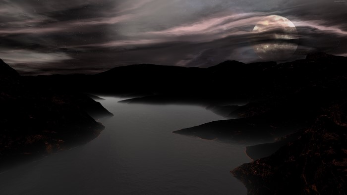4K Alien Landscape with Moon and River