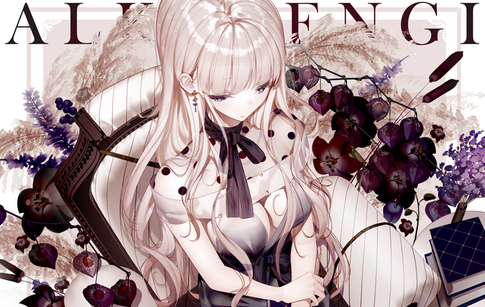 Anime girl with silver hair and purple eyes