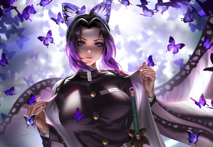 Kochou Shinobu from Kimetsu no Yaiba with butterflies