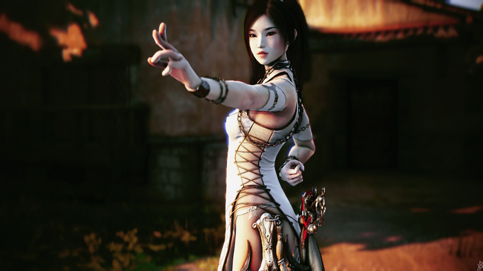 Fantasy girl in armored outfit from Black Desert Online