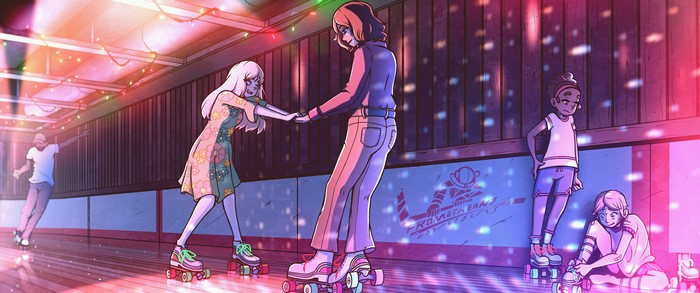 Roller disco with original characters