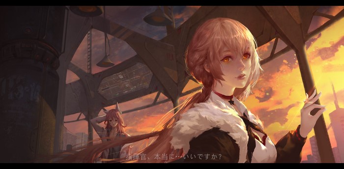 OTs-14 from Girls Frontline in a sunset setting