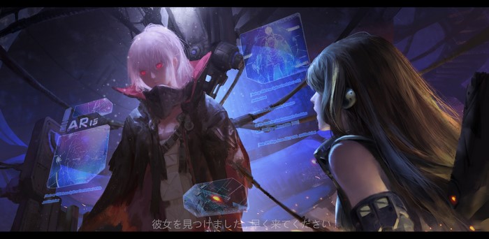AR15 and M4A1 from Girls Frontline in a futuristic setting