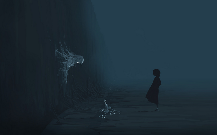 Dark Anime Scene with Mysterious Shadow