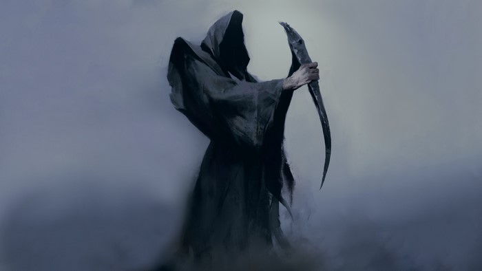 Artwork of Death holding a sickle