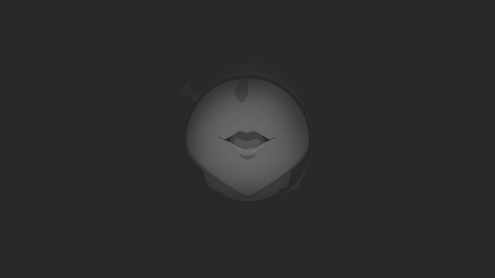Monochrome anime illustration of a face with open mouth