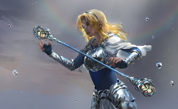 Lux from League of Legends with a staff