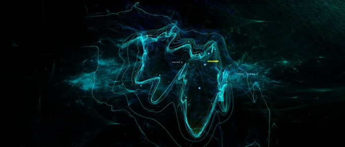 Abstract turquoise digital art swirls