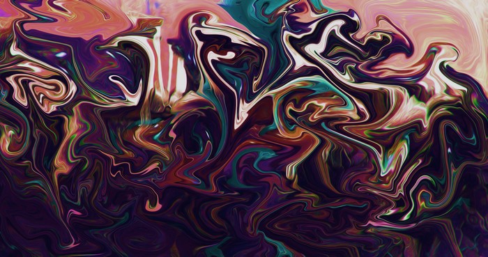 Abstract fluid digital art with purple and pink hues