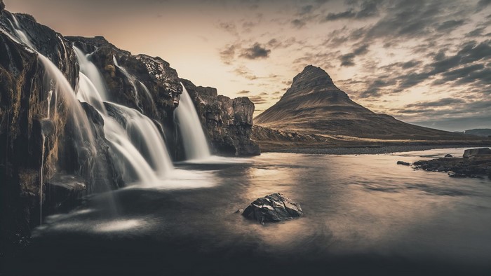 Kirkjufell mountain and waterfall in Iceland
