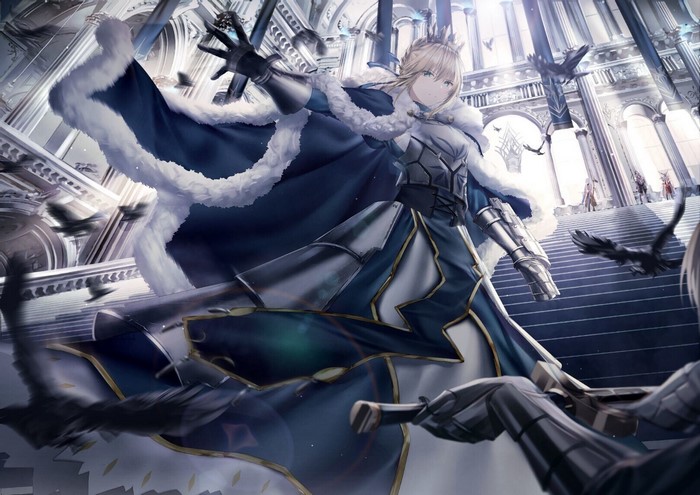 Artoria Pendragon from Fate Series in a grand hall
