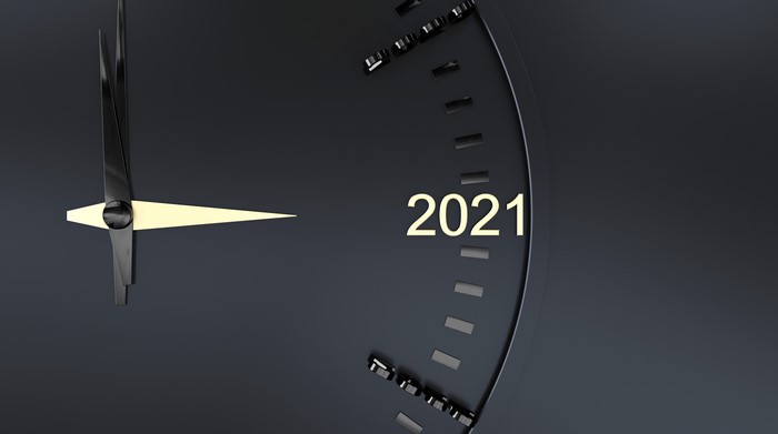 Clock face with year 2021
