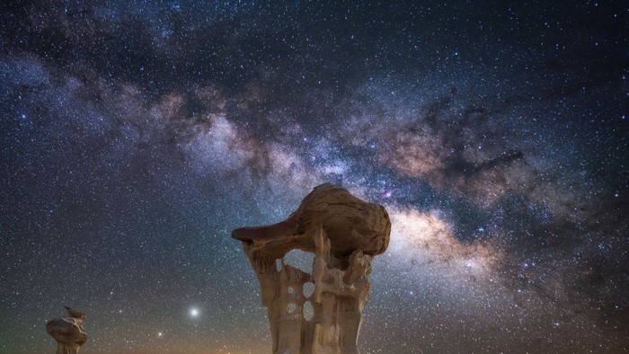 Milky Way over rock formations