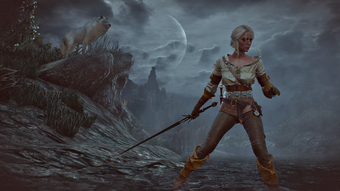 Ciri from The Witcher 3 with a wolf