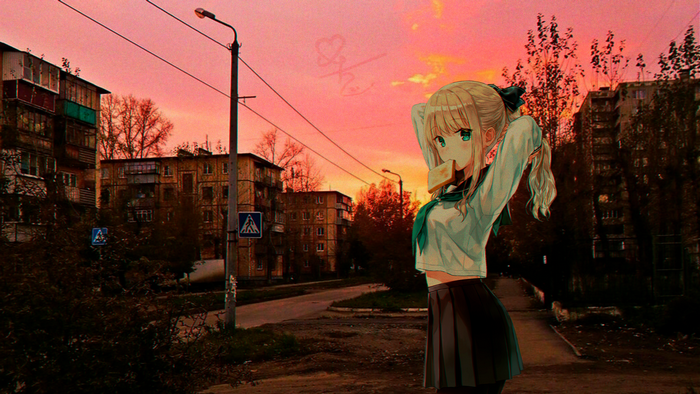 Hiten Blonde Anime Girl in School Uniform