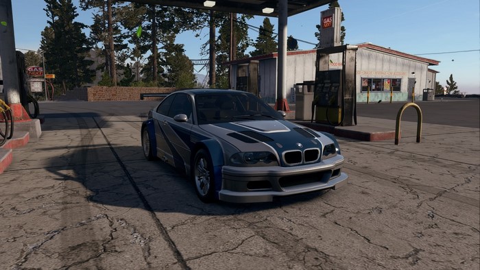 BMW M3 GTR at a Gas Station from Need for Speed