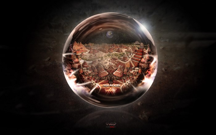 El Mirador ancient city in a crystal ball