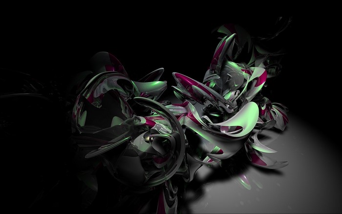 Abstract 3D render with metallic and glowing elements