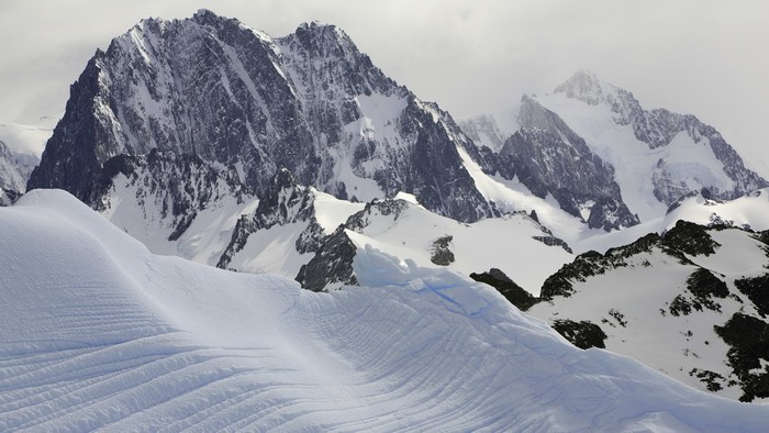 Snowy mountains landscape