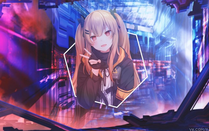 Anime girl with pigtails in a futuristic city