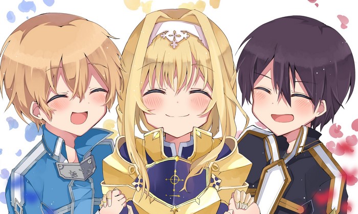 Alice, Eugeo, and Kirito from Sword Art Online