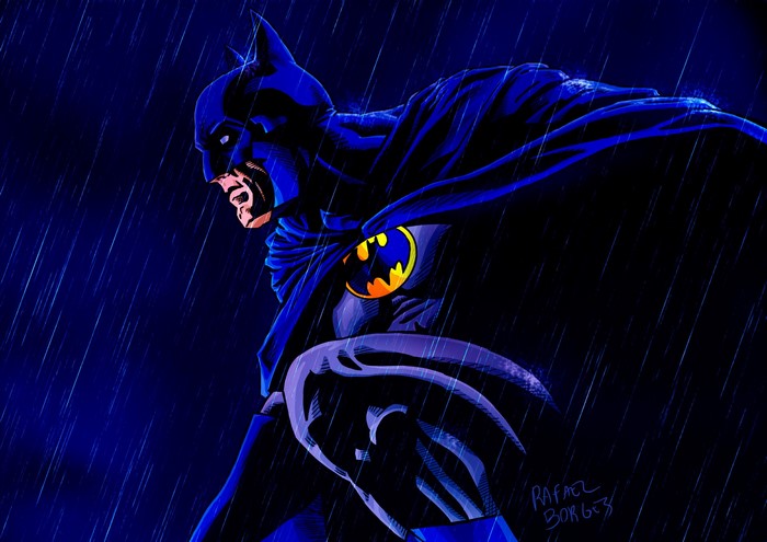 Batman in the rain