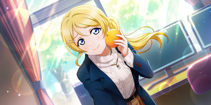 Eli Ayase from Love Live! holding an orange