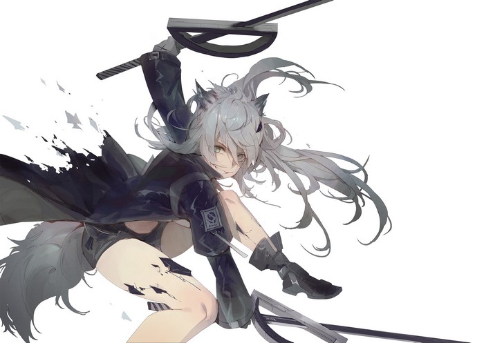 Lappland from Arknights with swords