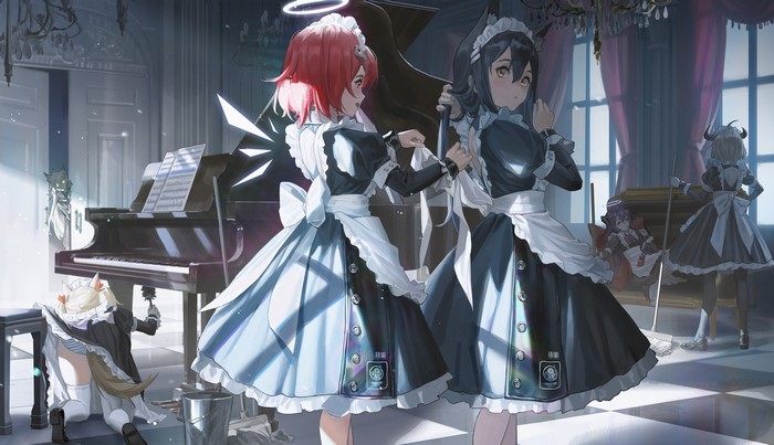 Exusiai and Texas in Maid Outfits