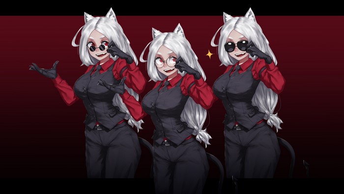 Cerberus from Helltaker with different expressions